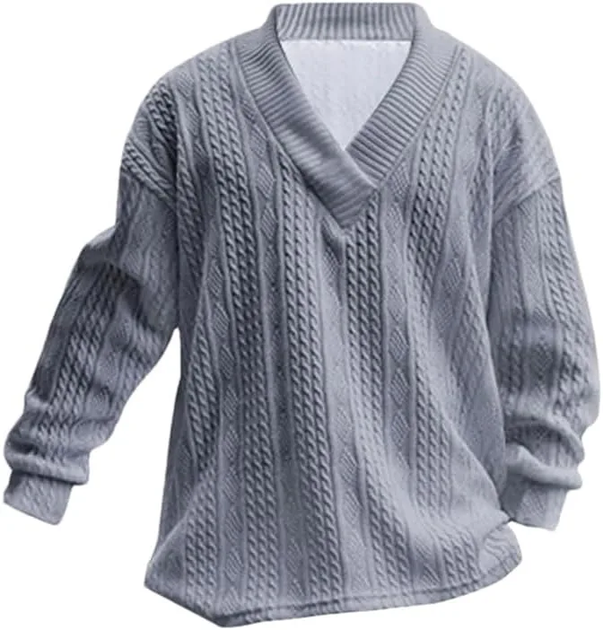 Мужской вязаный свитер с v-образным вырезом, утепленный, свободного кроя
Мужской вязаный свитер с v-образным вырезом, утепленный, свободного кроя