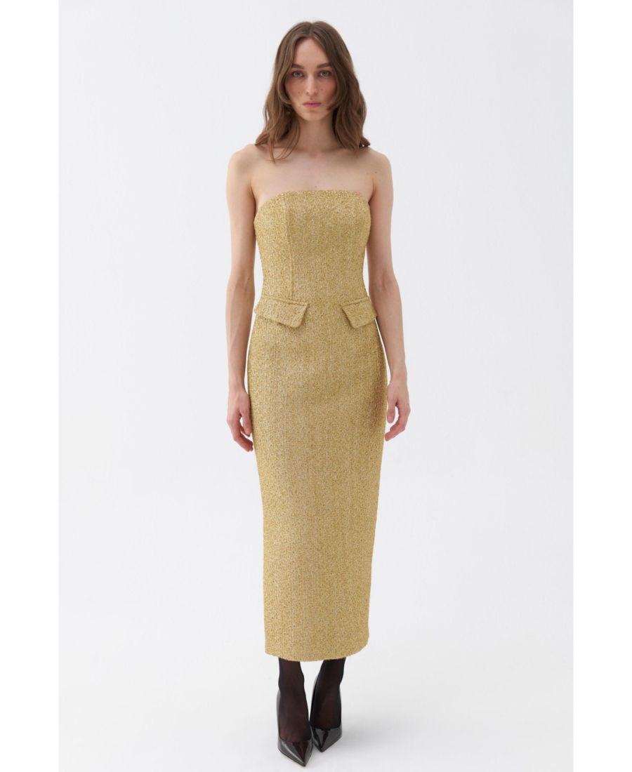 Женское длинное платье без бретелей NOCTURNE, Gold
Женское длинное платье без бретелей NOCTURNE, Gold