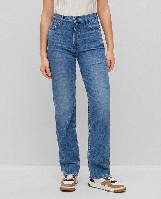 Джинсы с высокой талией из удобного эластичного денима Boss, синий
Джинсы с высокой талией из удобного эластичного денима Boss, синий