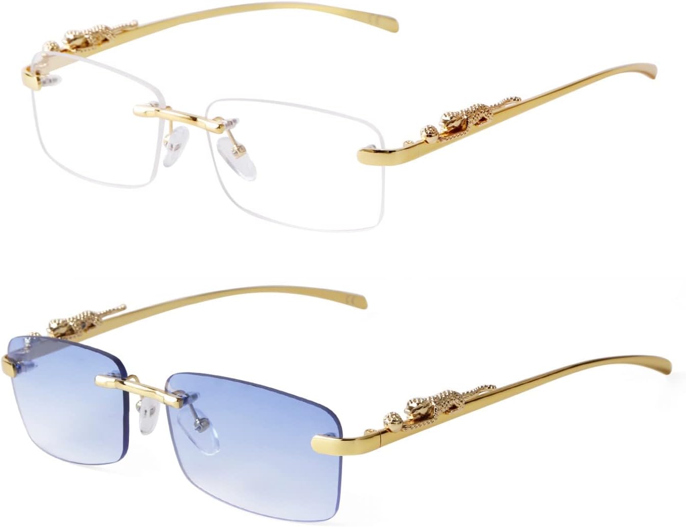 ADE WU Винтажные солнцезащитные очки без оправы в стиле ретро, роскошные, золотистая металлическая безрамочная модель, прямоугольные солнцезащитные очки с цветными линзами, 2 Pack: Clear & Blue
ADE WU Винтажные солнцезащитные очки без оправы в стиле ретро, роскошные, золотистая металлическая безрамочная модель, прямоугольные солнцезащитные очки с цветными линзами, 2 Pack: Clear & Blue