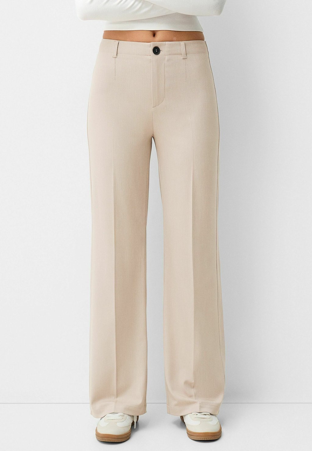 Брюки WIDE-LEG TAILORED Bershka, песочный 
Брюки WIDE-LEG TAILORED Bershka, песочный