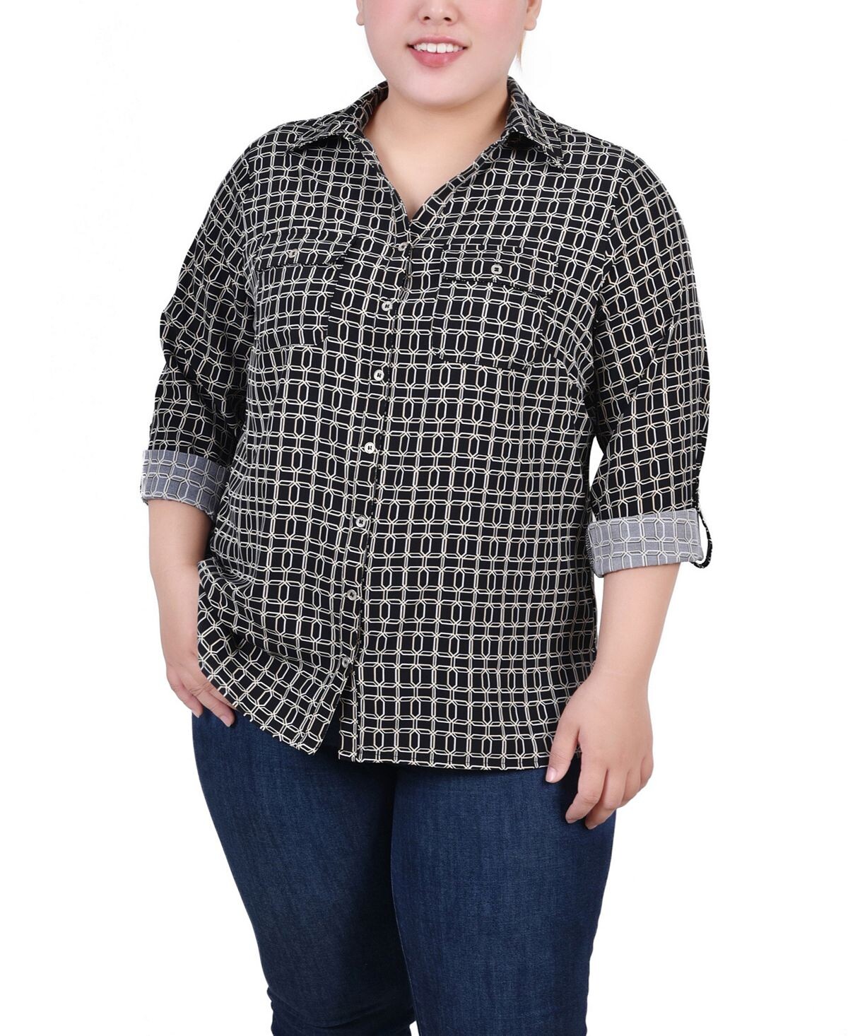 Блузка с воротником-стойкой и рукавами 3/4 больших размеров NY Collection
Блузка с воротником-стойкой и рукавами 3/4 больших размеров NY Collection