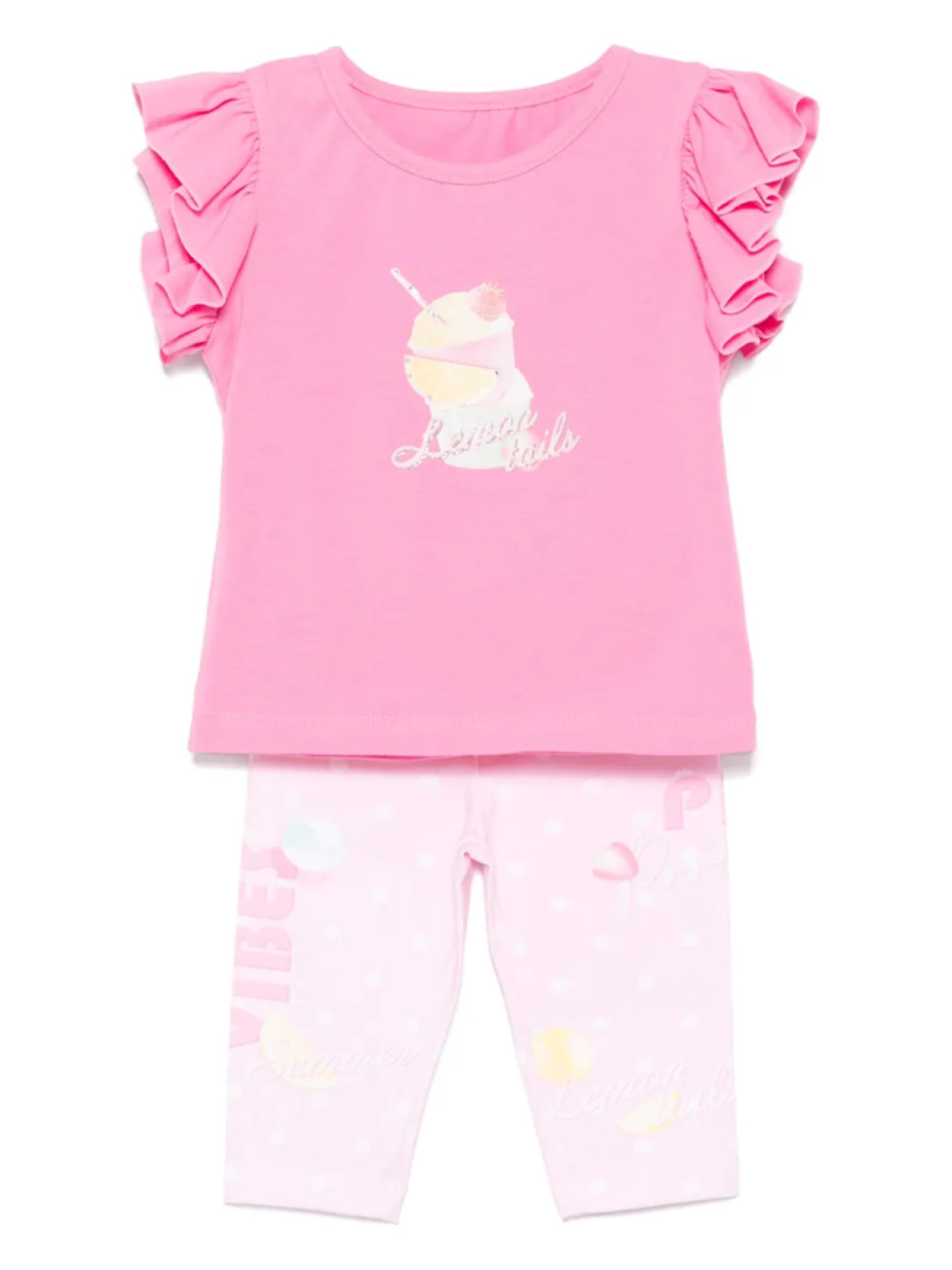 Комплект из топа и брюк с графичным принтом Lapin House, розовый 
Комплект из топа и брюк с графичным принтом Lapin House, розовый