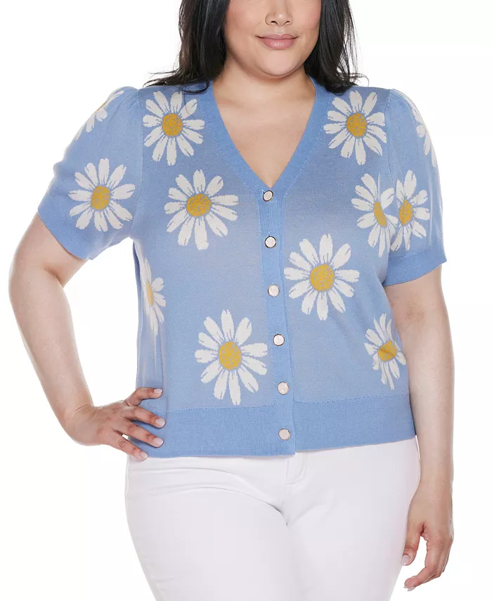 Жаккардовый кардиган с V-образным вырезом и принтом «Daisy» больших размеров Belldini, синий
Жаккардовый кардиган с V-образным вырезом и принтом «Daisy» больших размеров Belldini, синий