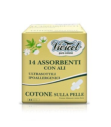 Дневные гигиенические прокладки с крылышками, из органического хлопка, без хлора, 14 штук - Vivicot Purocotone, Vivicot Bio 
Дневные гигиенические прокладки с крылышками, из органического хлопка, без хлора, 14 штук - Vivicot Purocotone, Vivicot Bio