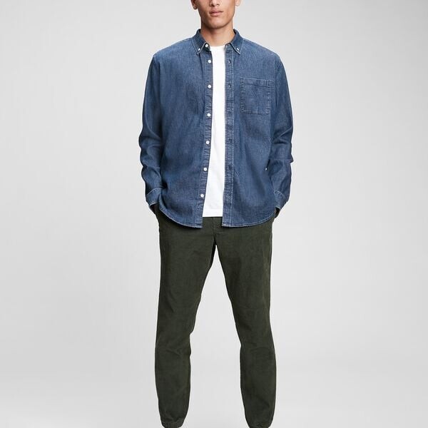 Джинсовая рубашка с карманом Gap, синий
Джинсовая рубашка с карманом Gap, синий