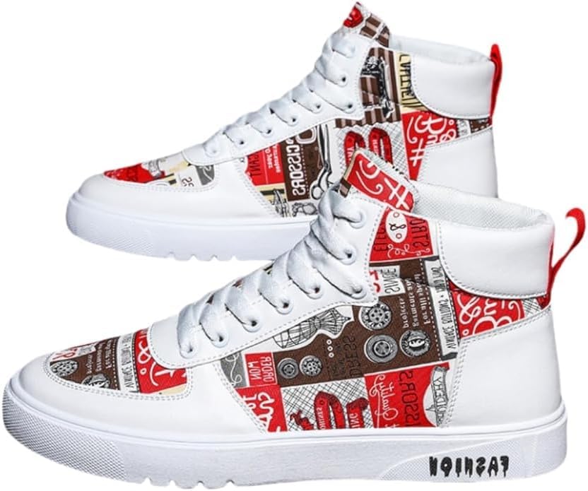 Модные мужские кроссовки Hhhchpm High Top с шнуровкой, повседневная обувь для прогулок на улице - противоскользящие и долговечные, красный
Модные мужские кроссовки Hhhchpm High Top с шнуровкой, повседневная обувь для прогулок на улице - противоскользящие и долговечные, красный