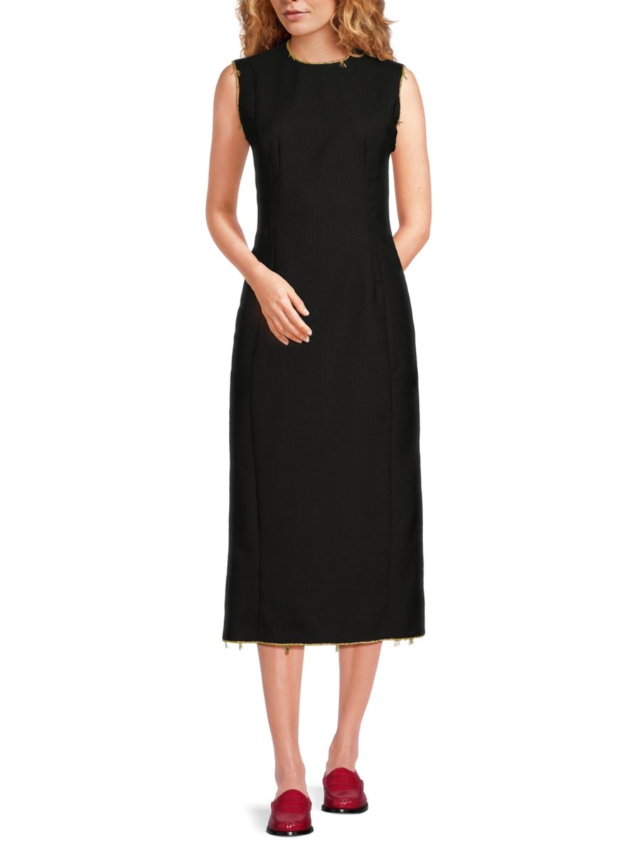 Шерстяное платье-футляр миди Thom Browne, черный
Шерстяное платье-футляр миди Thom Browne, черный