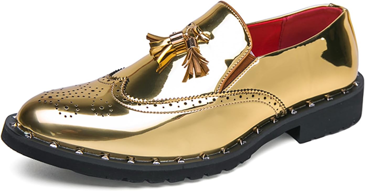 Мужские металлические кожаные лоферы с кисточками, слипоны, броги с заклепками, низкий каблук, туфли с крыльями для торжеств, свадеб, официальных и деловых мероприятий, легкие, мягкие, удобные и дышащие Tengfeifly, золотой
Мужские металлические кожаные лоферы с кисточками, слипоны, броги с заклепками, низкий каблук, туфли с крыльями для торжеств, свадеб, официальных и деловых мероприятий, легкие, мягкие, удобные и дышащие Tengfeifly, золотой