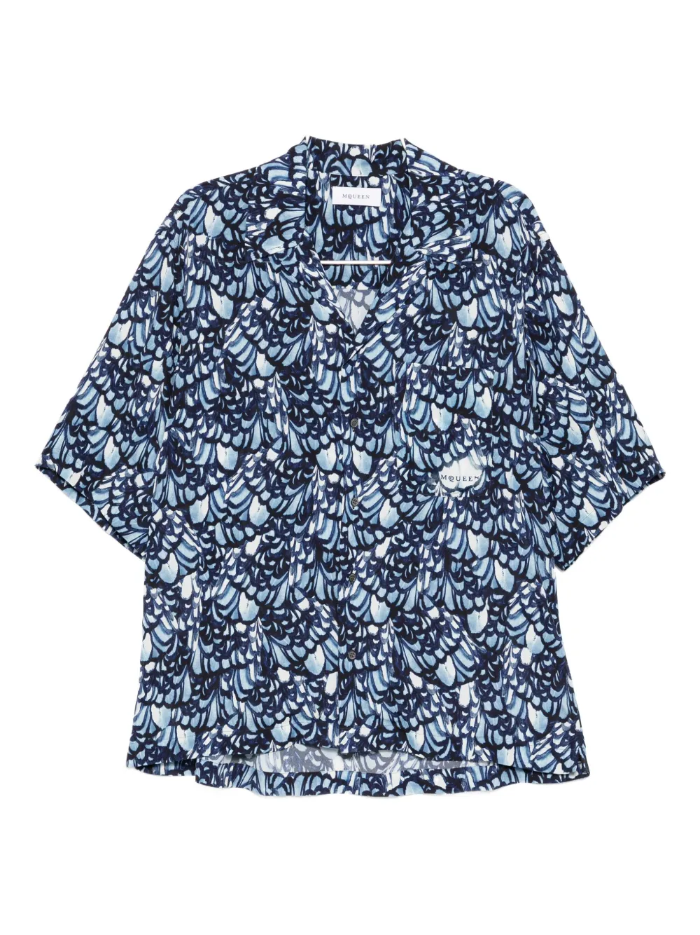 Рубашка с короткими рукавами и принтом в виде перьев Alexander McQueen, синий
Рубашка с короткими рукавами и принтом в виде перьев Alexander McQueen, синий