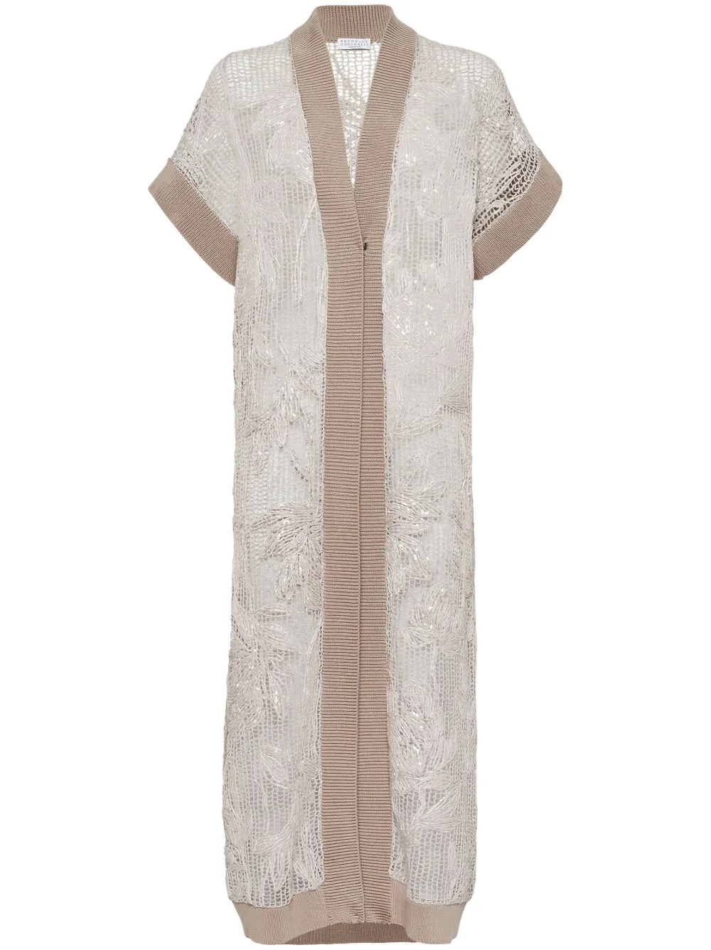 Длинный кардиган с вышивкой Brunello Cucinelli, нейтральный
Длинный кардиган с вышивкой Brunello Cucinelli, нейтральный