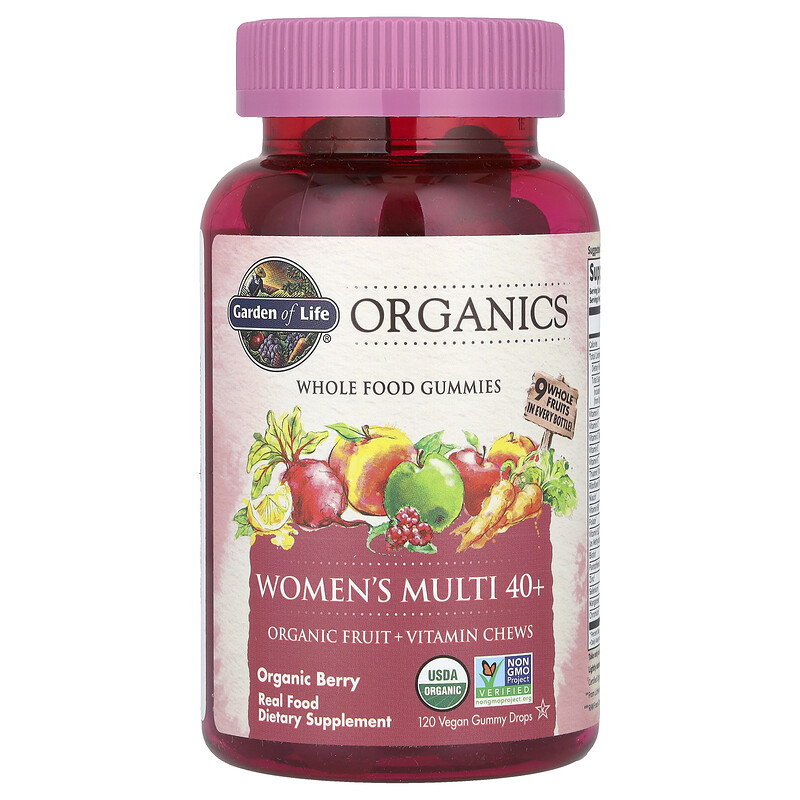 Garden of Life, Organics, мультивитамины для женщин от 40 лет, органические ягоды, 120 веганских жевательных капель
Garden of Life, Organics, мультивитамины для женщин от 40 лет, органические ягоды, 120 веганских жевательных капель