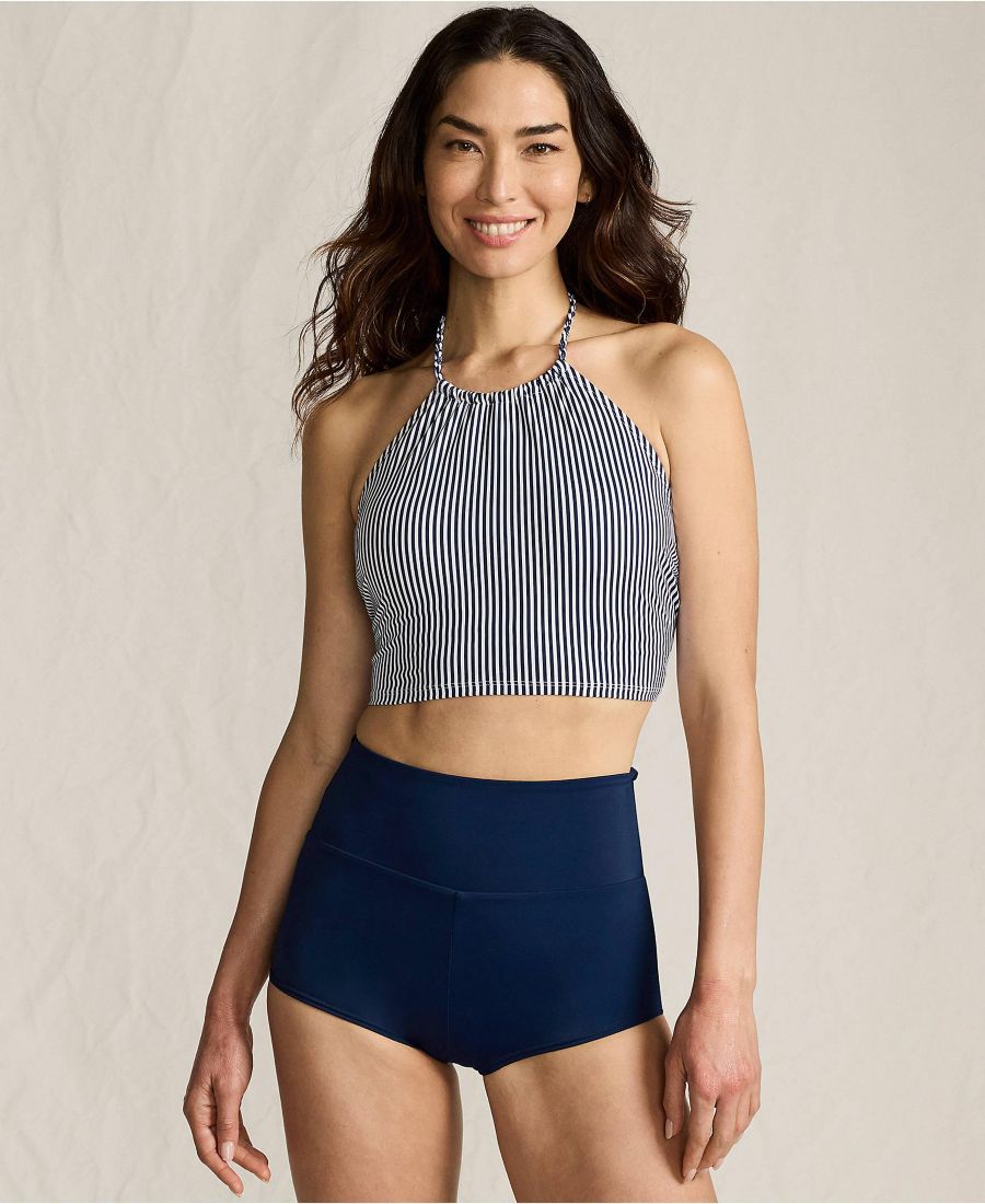 Женский бикини-топ с высоким воротником и завязками на шее Lands' End, Deep sea navy mini stripe
Женский бикини-топ с высоким воротником и завязками на шее Lands' End, Deep sea navy mini stripe