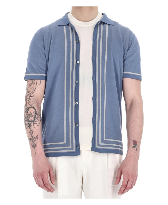 Хлопковая рубашка-поло в вертикальную полоску Drumohr, синий
Хлопковая рубашка-поло в вертикальную полоску Drumohr, синий