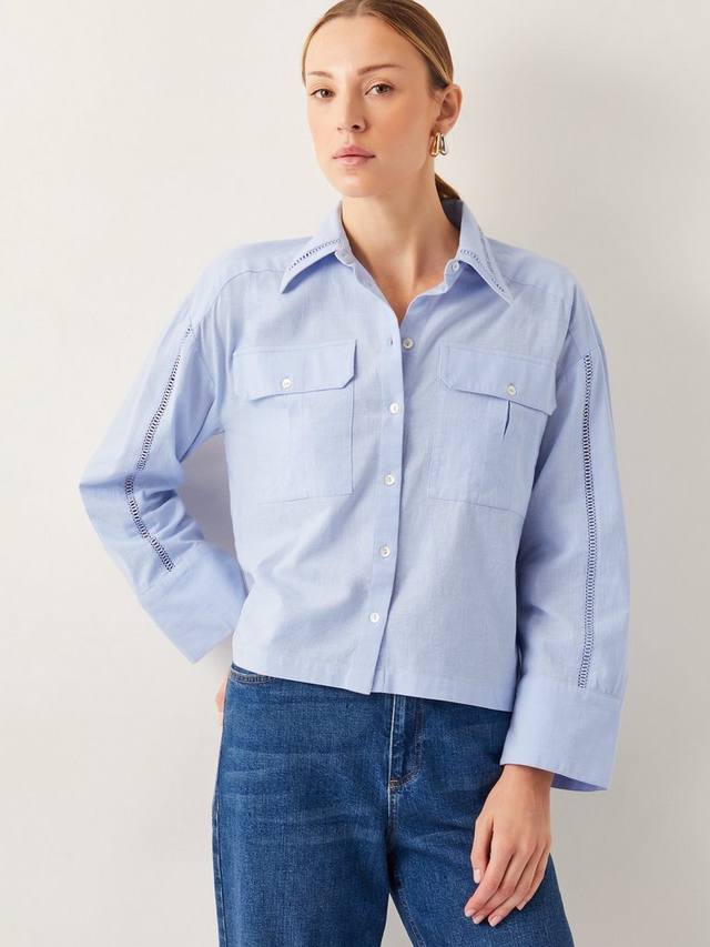 Рубашка с вырезом на рукаве у лайлы Monsoon, синий 
Рубашка с вырезом на рукаве у лайлы Monsoon, синий