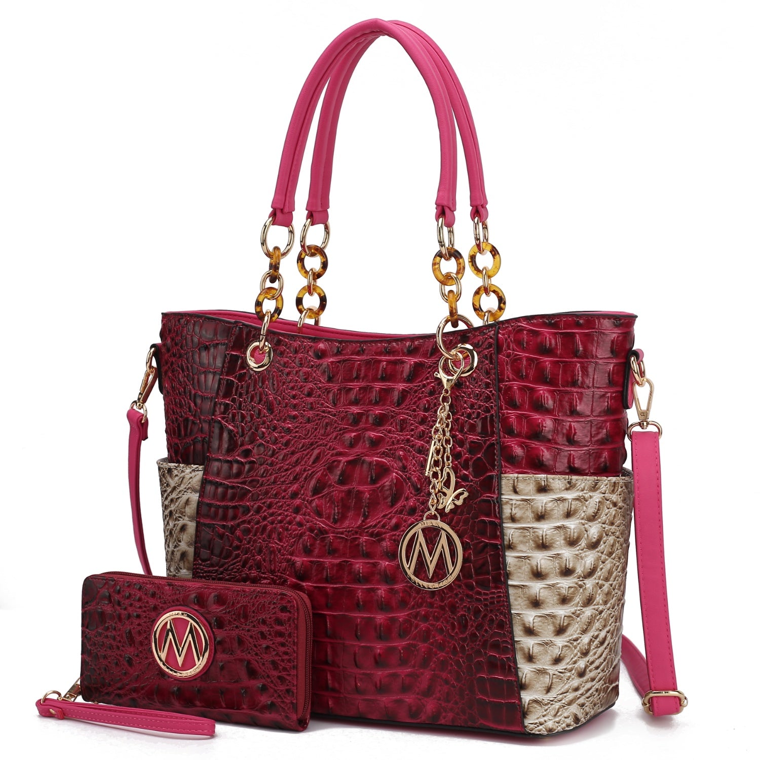 Сумка-шоппер Merlina из искусственной кожи с тиснением под крокодила и кошелек в комплекте - 2 предмета MKF, фуксия/светло-серый
Сумка-шоппер Merlina из искусственной кожи с тиснением под крокодила и кошелек в комплекте - 2 предмета MKF, фуксия/светло-серый