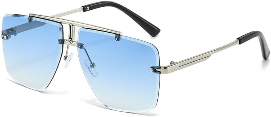 Модные мужские солнцезащитные очки без оправы для женщин, солнцезащитные очки с двойной перемычкой и металлической оправой, очки для вождения, защита от УФ-излучения UV400, спортивные очки WNCKSQ, Silver-gradient Blue
Модные мужские солнцезащитные очки без оправы для женщин, солнцезащитные очки с двойной перемычкой и металлической оправой, очки для вождения, защита от УФ-излучения UV400, спортивные очки WNCKSQ, Silver-gradient Blue