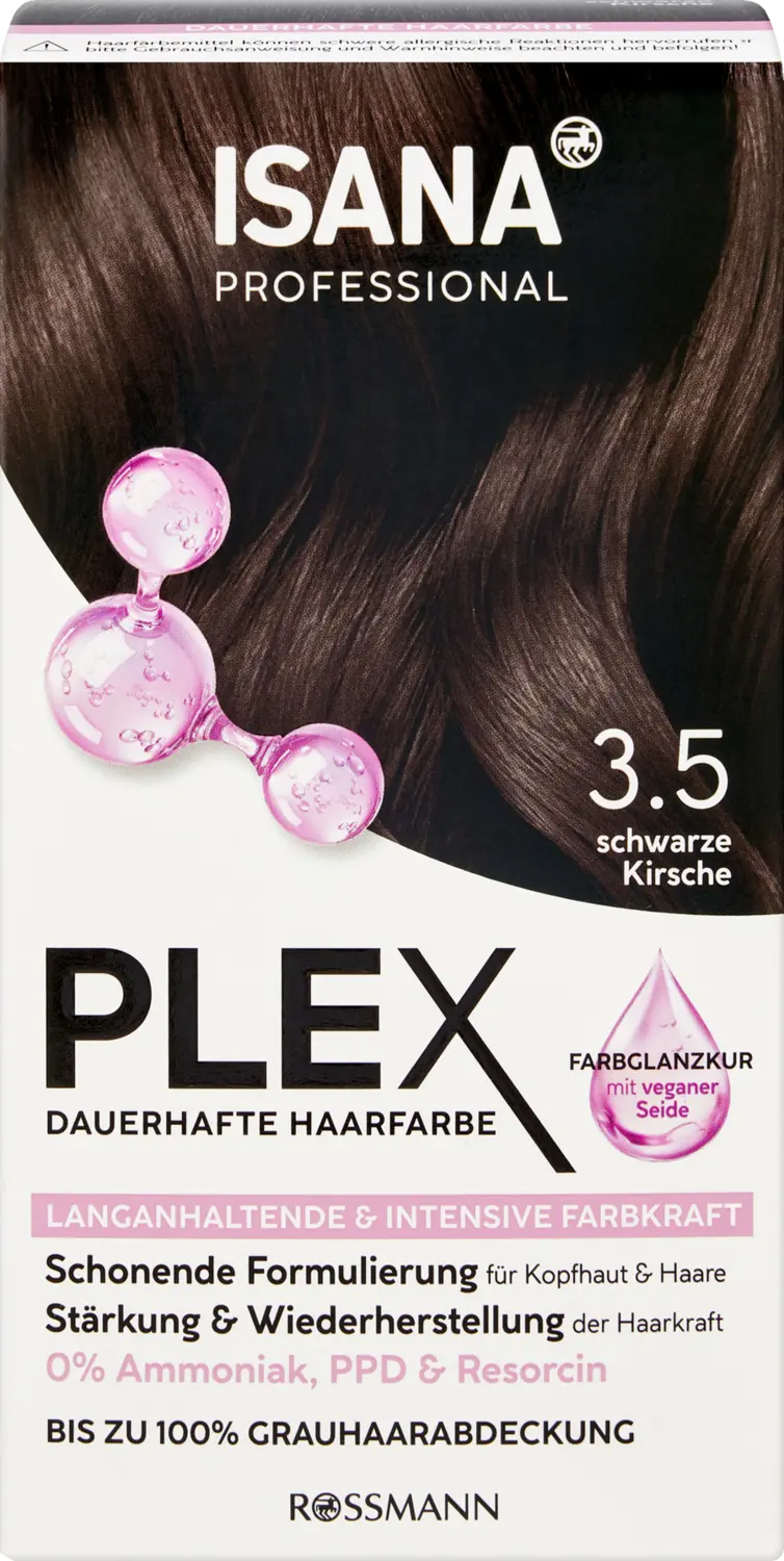 Краска для волос ISANA PROFESSIONAL Plex dauerhafte Haarfarbe 3.5 Schwarze Kirsche
Краска для волос ISANA PROFESSIONAL Plex dauerhafte Haarfarbe 3.5 Schwarze Kirsche