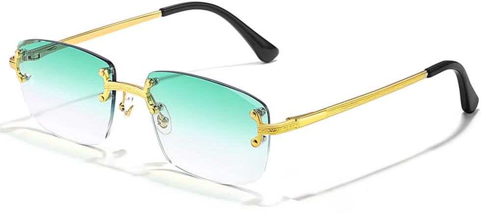 Безободковые солнцезащитные очки с градиентным переходом цвета для мужчин и женщин, в стиле металл-панк, маленькие прямоугольные солнцезащитные очки для мужчин с защитой от УФ-излучения UV400 WNCKSQ, C03 Gold Ocean Green
Безободковые солнцезащитные очки с градиентным переходом цвета для мужчин и женщин, в стиле металл-панк, маленькие прямоугольные солнцезащитные очки для мужчин с защитой от УФ-излучения UV400 WNCKSQ, C03 Gold Ocean Green