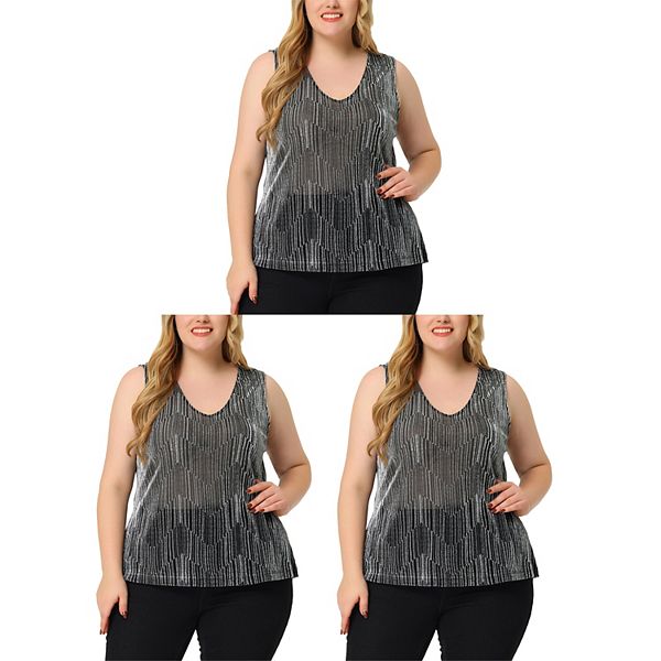 Женский топ без рукавов с градиентом из блесток и пайеток plus size Agnes Orinda, 3Pcs Silver
Женский топ без рукавов с градиентом из блесток и пайеток plus size Agnes Orinda, 3Pcs Silver