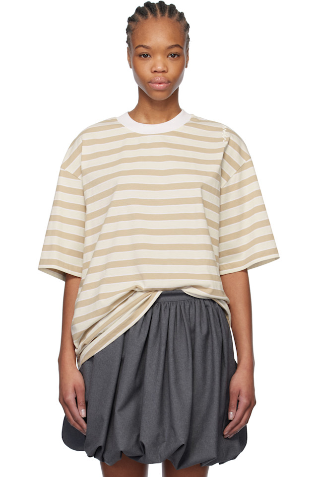 Полосатый мешковатый хлопковый футболка Marni, цвет taupe
Полосатый мешковатый хлопковый футболка Marni, цвет taupe
