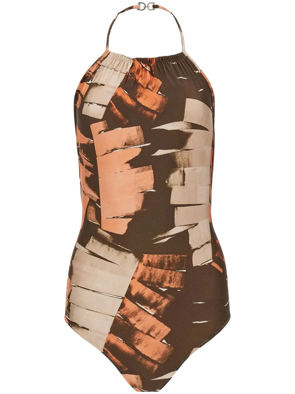 Купальник с вырезом халтер и принтом Ferragamo, коричневый
Купальник с вырезом халтер и принтом Ferragamo, коричневый