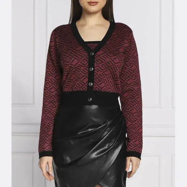 Жаккардовый кардиган стандартного кроя Guess, бургунди
Жаккардовый кардиган стандартного кроя Guess, бургунди