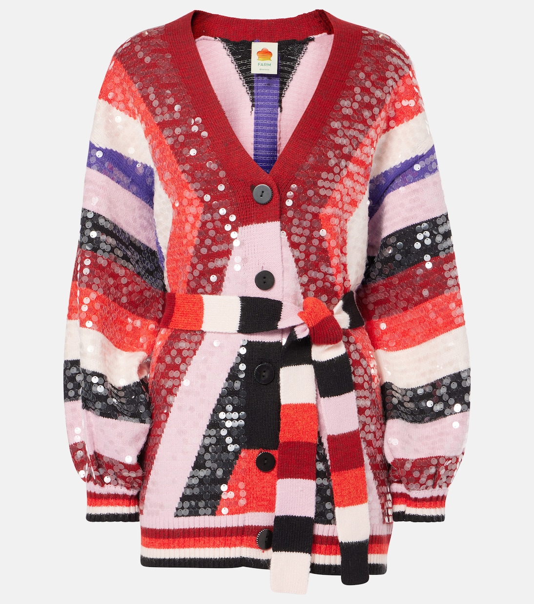 Полосатый кардиган с пайетками Farm Rio, Colorful Stripes 
Полосатый кардиган с пайетками Farm Rio, Colorful Stripes