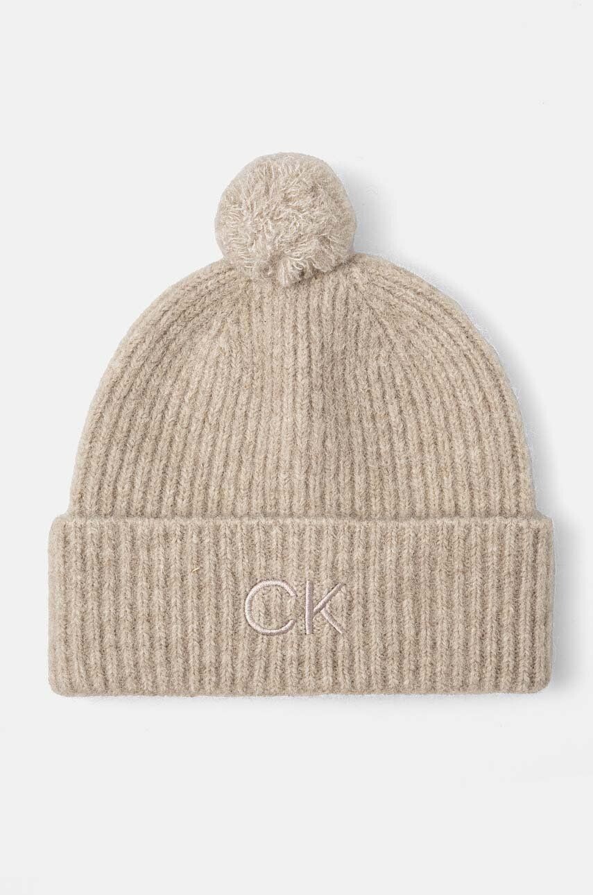 Шерстяная шапка Calvin Klein, бежевый 
Шерстяная шапка Calvin Klein, бежевый