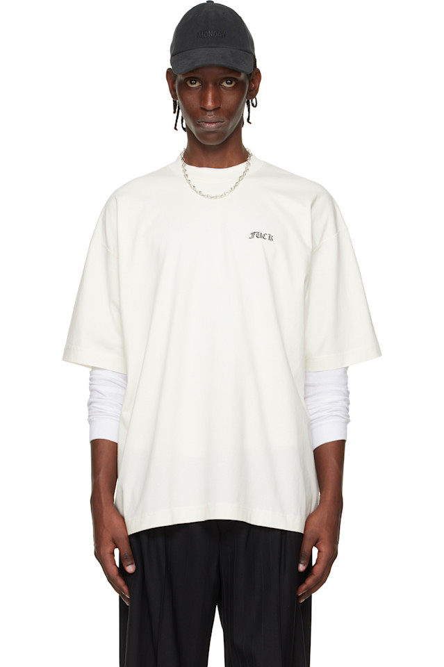 Vetements Футболка Off-White с надписью 'fu'
Vetements Футболка Off-White с надписью 'fu'