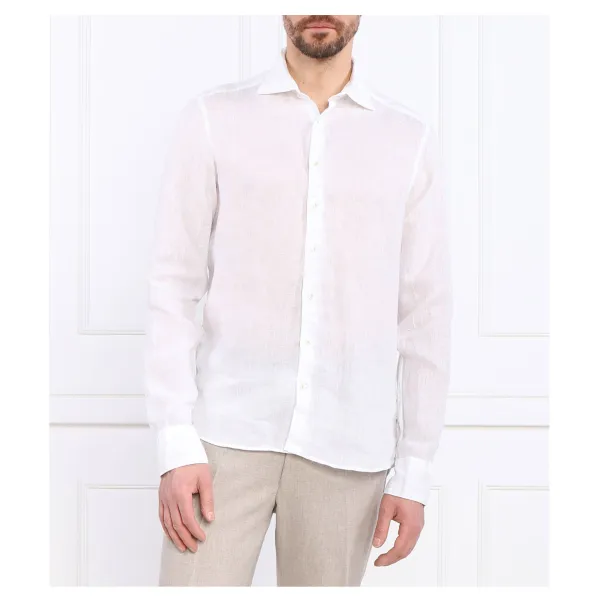 Льняная рубашка узкого кроя Stenströms, белый 
Льняная рубашка узкого кроя Stenströms, белый