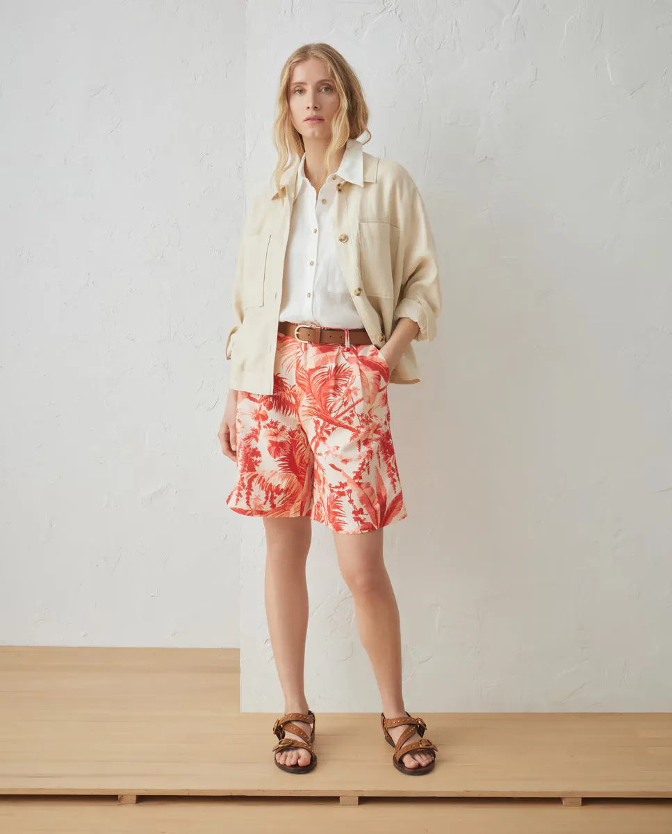 Женские льняные шорты-бермуды с пальмами Lloyd's, красный
Женские льняные шорты-бермуды с пальмами Lloyd's, красный