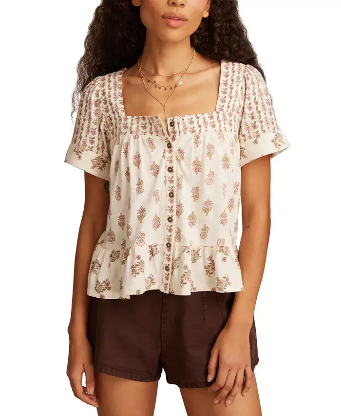 Женская блуза с принтом в стиле блок-принт на пуговицах Lucky Brand, коричневый/бежевый
Женская блуза с принтом в стиле блок-принт на пуговицах Lucky Brand, коричневый/бежевый