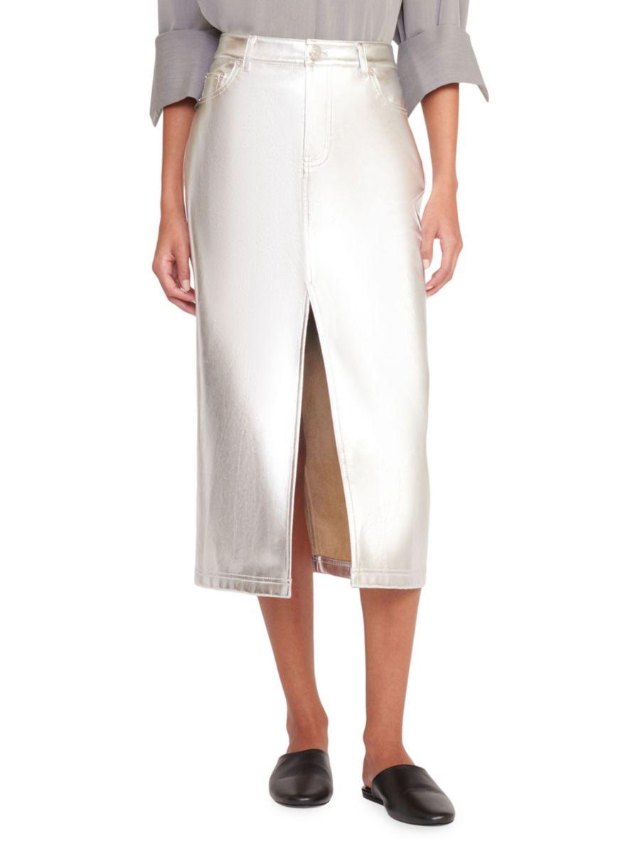 Юбка-миди Oaklyn Metallic Staud, серебряный
Юбка-миди Oaklyn Metallic Staud, серебряный