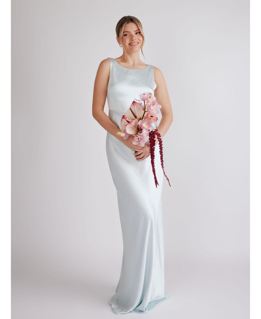 Женское атласное платье подружки невесты с воротником-хомутом на спине Six Stories, Ice blue
Женское атласное платье подружки невесты с воротником-хомутом на спине Six Stories, Ice blue