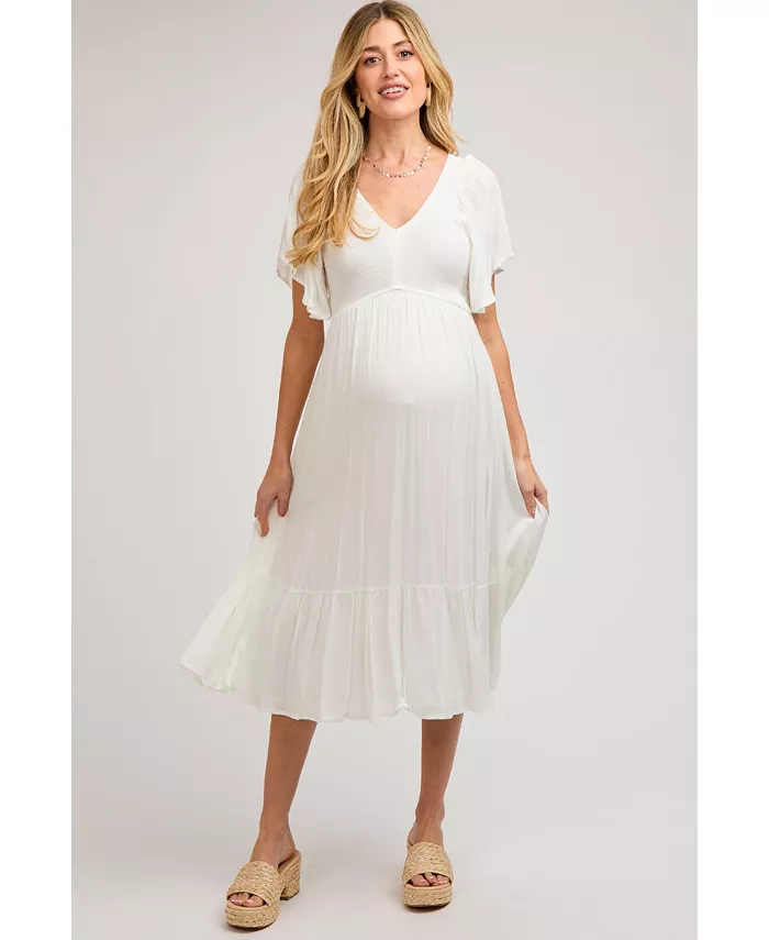 Платье для беременных светло-голубого цвета с присборенными воланами Pinkblush, белый
Платье для беременных светло-голубого цвета с присборенными воланами Pinkblush, белый