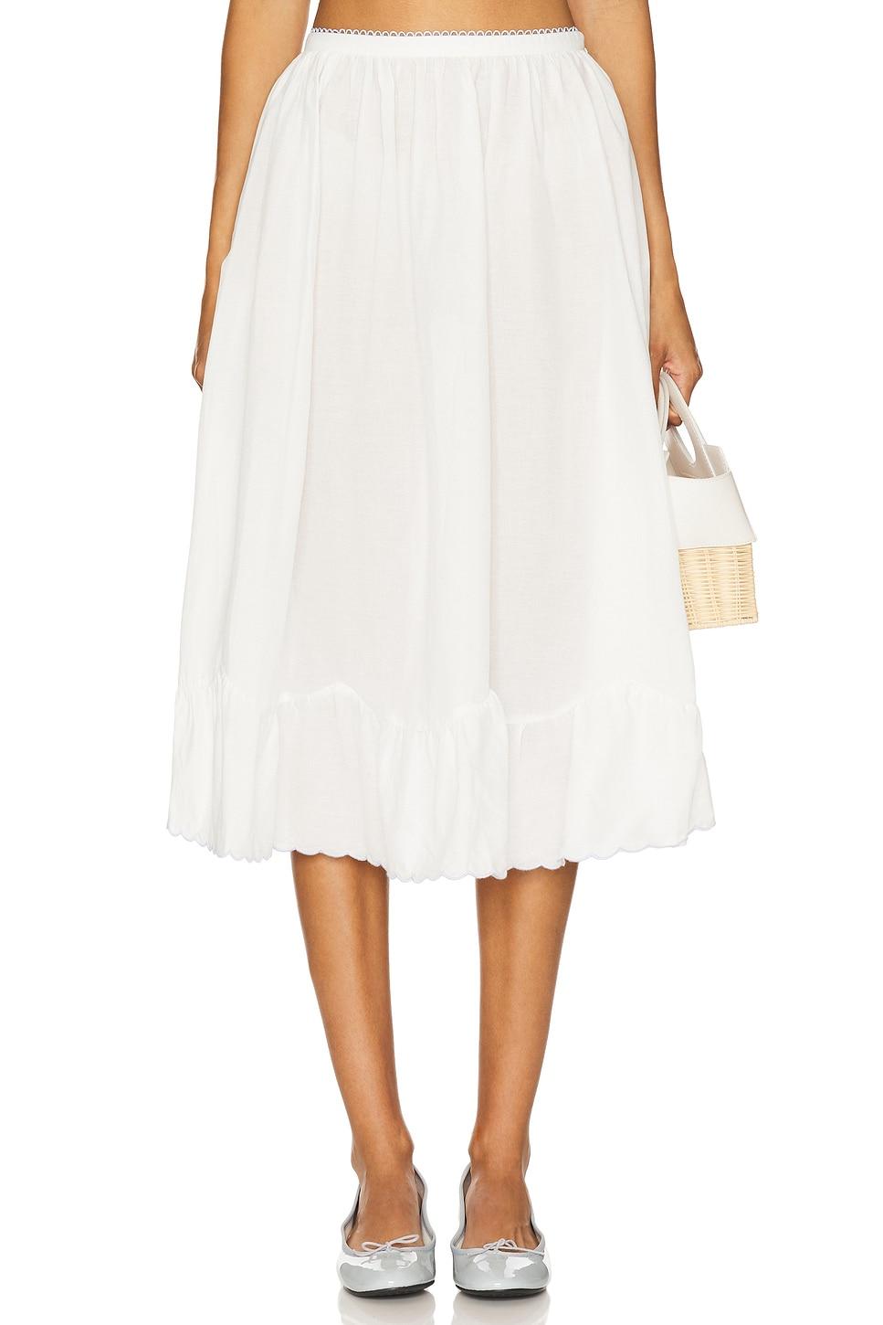 Поплиновая миди-юбка "Tea time" от For Love & Lemons, white
Поплиновая миди-юбка "Tea time" от For Love & Lemons, white