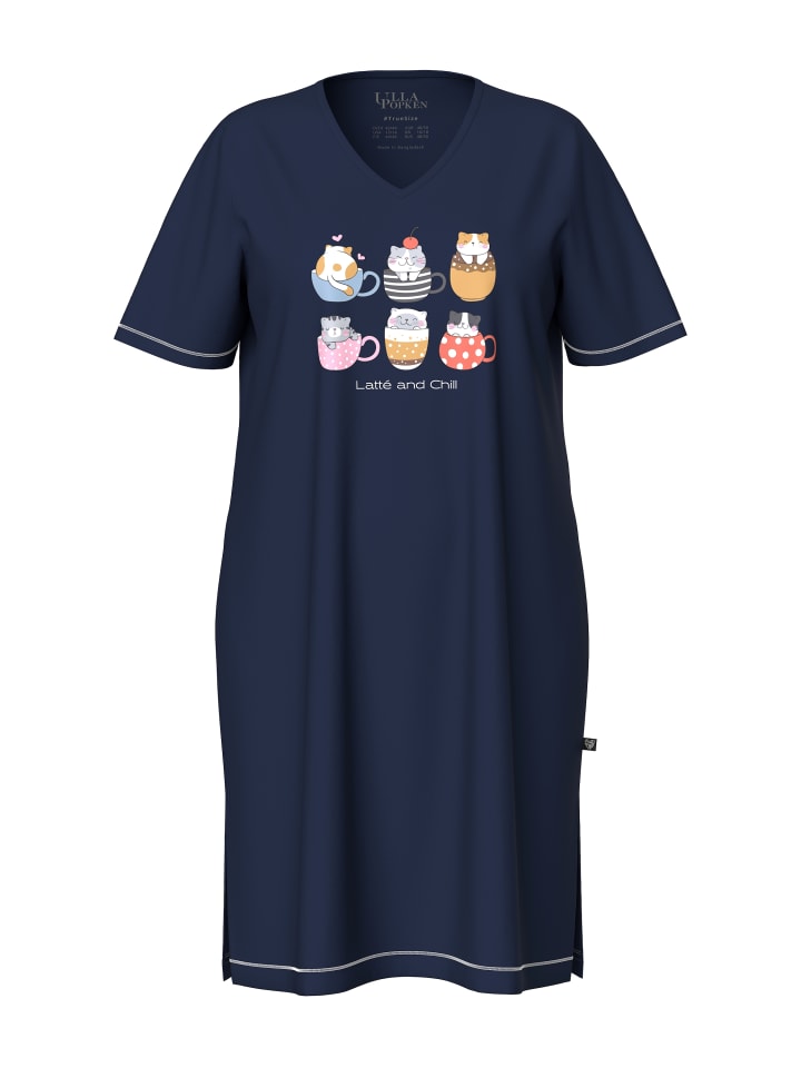 Ночная рубашка темно-синего цвета Ulla Popken
Ночная рубашка темно-синего цвета Ulla Popken