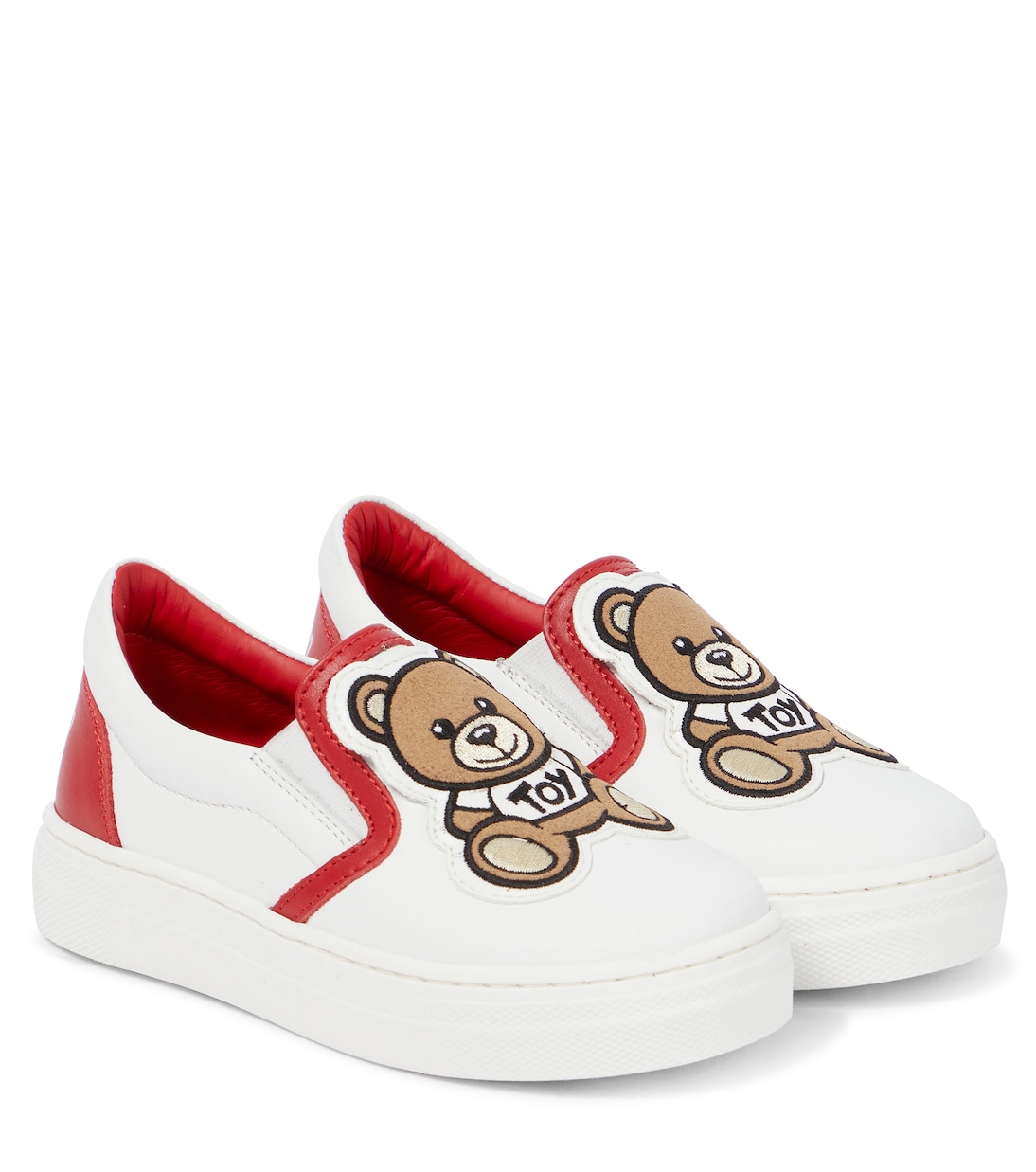Кожаные кеды без застежек Moschino Kids, White Red
Кожаные кеды без застежек Moschino Kids, White Red