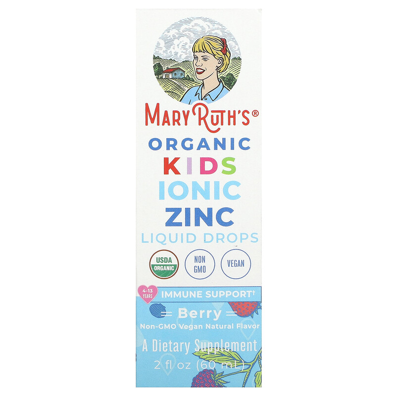 MaryRuth's, Organic Kids Ionic Zinc Liquid Drops, для детей от 4 до 13 лет, со вкусом ягод, 5,5 мг, 60 мл (2 жидк. Унции)
MaryRuth's, Organic Kids Ionic Zinc Liquid Drops, для детей от 4 до 13 лет, со вкусом ягод, 5,5 мг, 60 мл (2 жидк. Унции)