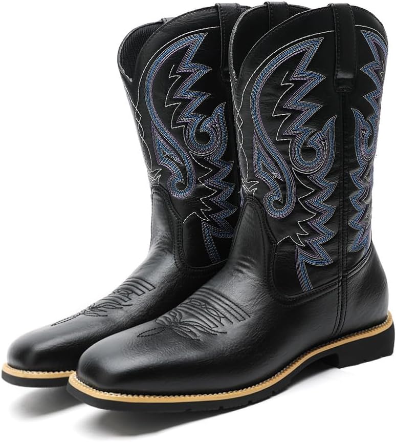Мужские ковбойские сапоги Zestrelax для широкой стопы с квадратным носком, вестерн-сапоги с классической вышивкой, прочные сапоги без шнурков, черный
Мужские ковбойские сапоги Zestrelax для широкой стопы с квадратным носком, вестерн-сапоги с классической вышивкой, прочные сапоги без шнурков, черный