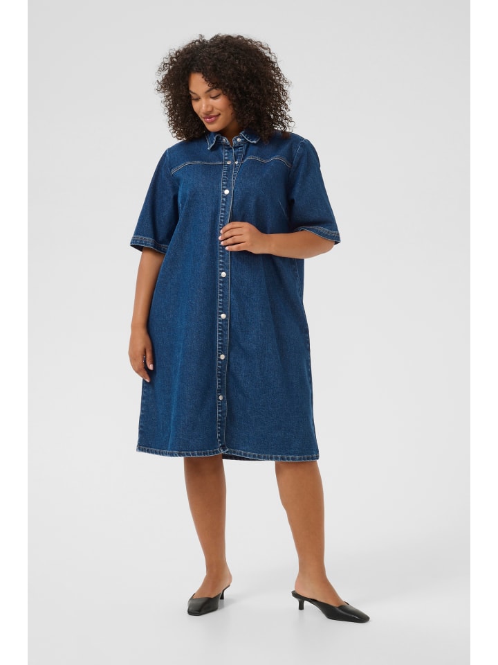 KAFFE curve Джинсовое платье KCsandria А-образного силуэта, средне-синего цвета
KAFFE curve Джинсовое платье KCsandria А-образного силуэта, средне-синего цвета
