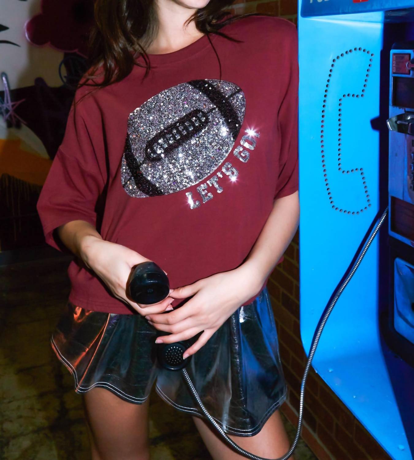 Топ с пайетками Let'S Go красного цвета Peach Love 
Топ с пайетками Let'S Go красного цвета Peach Love