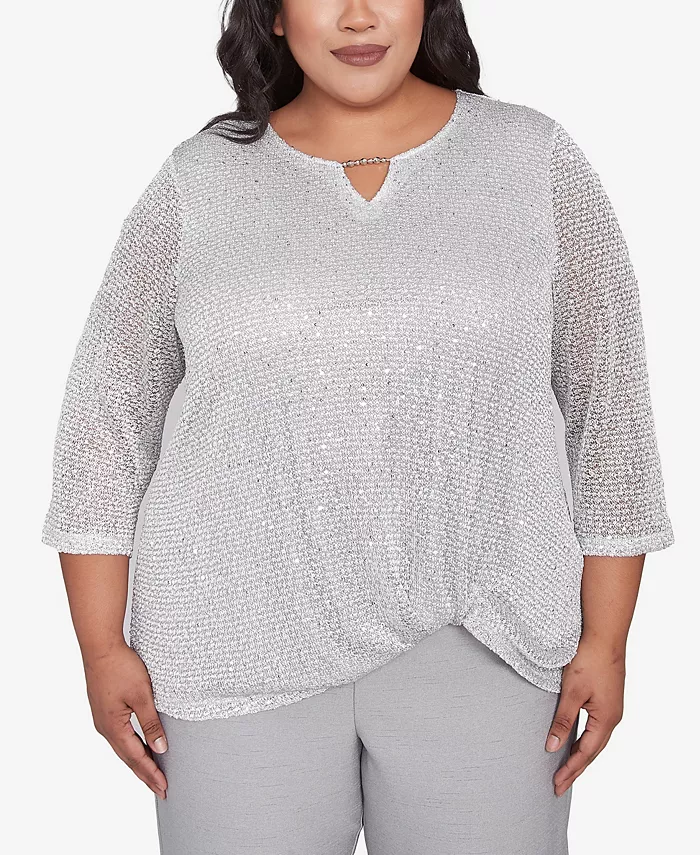 Топ Estate of Mind размера Plus с разрезом на горловине, украшенный пайетками и бисером Alfred Dunner, серый
Топ Estate of Mind размера Plus с разрезом на горловине, украшенный пайетками и бисером Alfred Dunner, серый