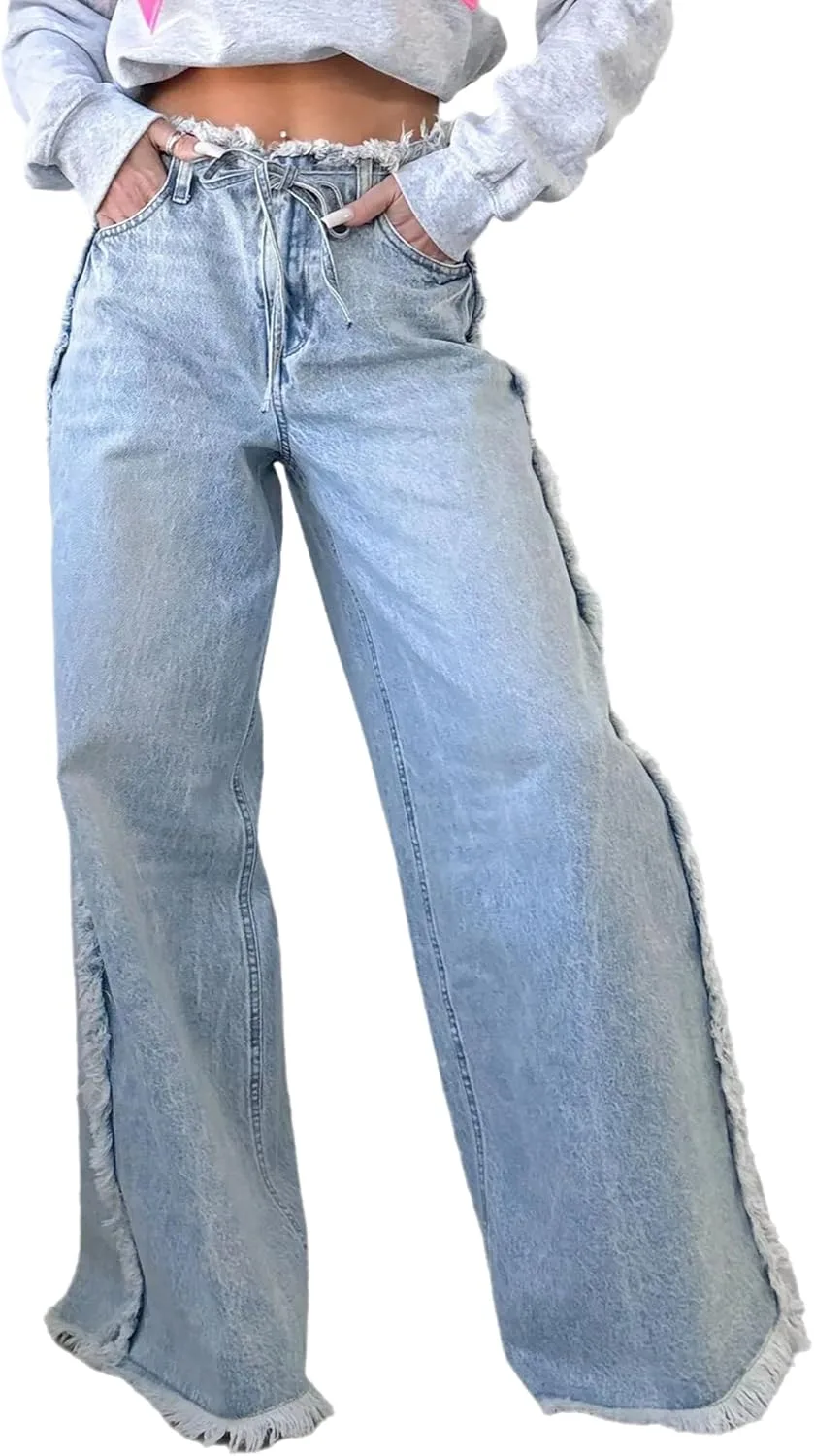 Женские джинсы Baggy Wide Leg с потертостями и поясом QLAUYIOE
Женские джинсы Baggy Wide Leg с потертостями и поясом QLAUYIOE