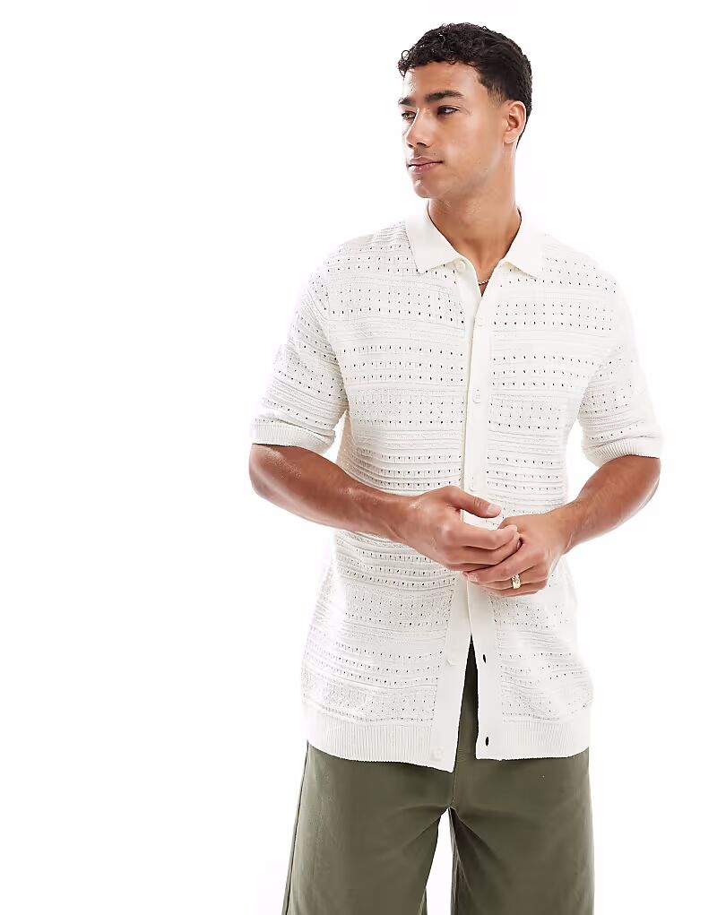 Рубашка из потертого хлопка с текстурой, на пуговицах, в цвете экрю Threadbare
Рубашка из потертого хлопка с текстурой, на пуговицах, в цвете экрю Threadbare