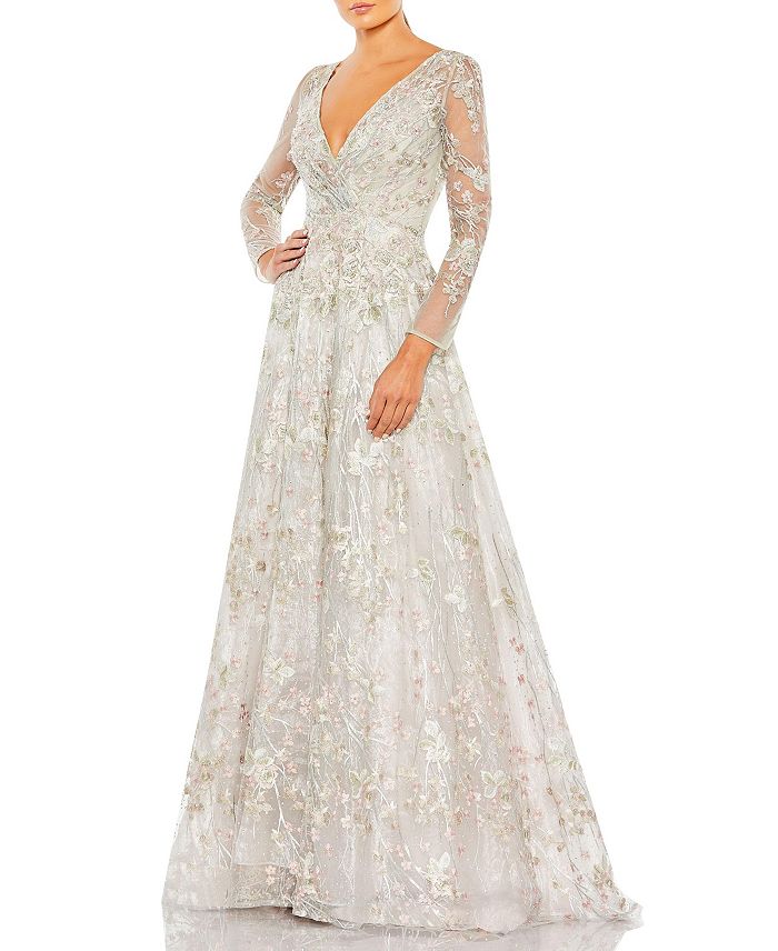 Длинное платье с запахом, рукавами-иллюзиями и декоративными элементами, силуэт А-силуэта Mac Duggal, мультиколор
Длинное платье с запахом, рукавами-иллюзиями и декоративными элементами, силуэт А-силуэта Mac Duggal, мультиколор