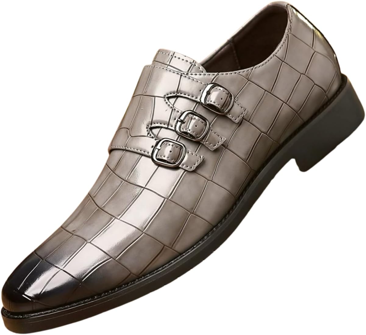 Мужские туфли Santimon с монк-ремнем из кожи с рисунком под крокодила, формальные лоферы с 3 пряжками, серый
Мужские туфли Santimon с монк-ремнем из кожи с рисунком под крокодила, формальные лоферы с 3 пряжками, серый