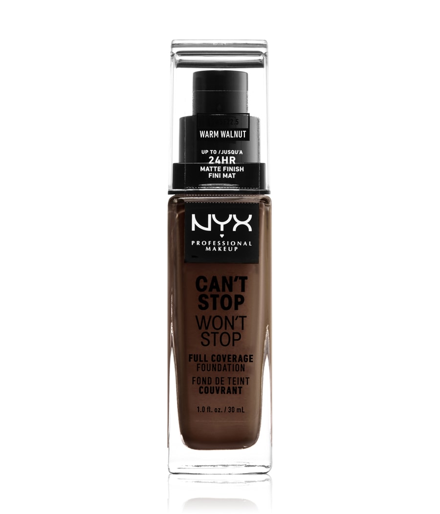Жидкая основа NYX Professional Makeup Can't Stop Won't Stop 24-Hour Foundation, Nr. 22.5 - Warm Walnut, 30 ml
Жидкая основа NYX Professional Makeup Can't Stop Won't Stop 24-Hour Foundation, Nr. 22.5 - Warm Walnut, 30 ml