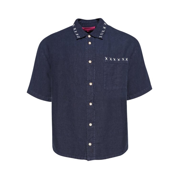 Рубашка The Elder Statesman Sulfur Overshirt Short-Sleeve, темно-синий 
Рубашка The Elder Statesman Sulfur Overshirt Short-Sleeve, темно-синий